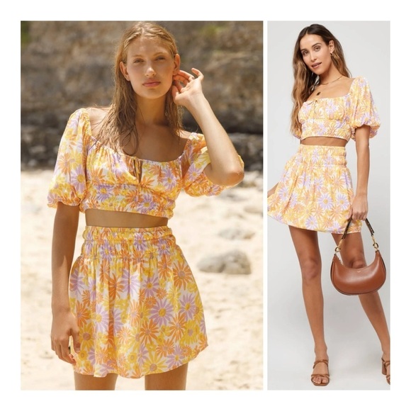 L*Space | Flirty Cottagecore Feminine Girly Oopsie Daisy Printed Jax Skirt - Picture 2 of 13